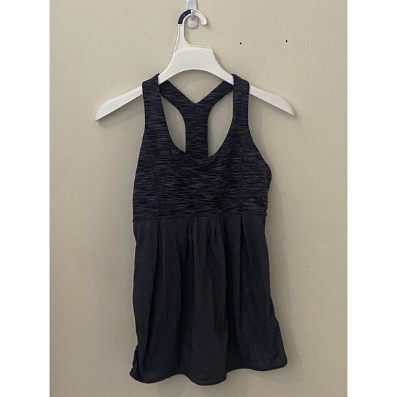 Lululemon Womens Power Technique Tank Top Gray Black Racerback Drawstring Size 8 - Picture 2 of 5